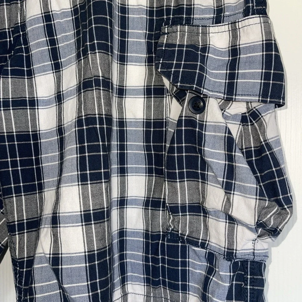 VTG Polo Ralph Lauren Shorts Mens 42 Blue Plaid‎ Cargo Preppy 90s Y2K Classic